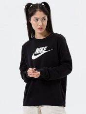 Акція на Світшот утеплений жіночий Nike Club Fleece Crew DQ5832-010 M Чорний/Білий від Rozetka