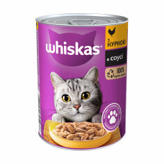 Акция на Вологий корм для дорослих кішок Whiskas з куркою шматочки в соусі, 400 г от Eva