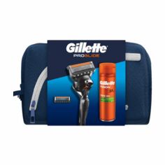 Акція на Подарунковий набір Gillette Fusion Proglide чоловічий (станок з  2 змінними картриджами + гель для гоління для чутливої шкіри, 200 мл + косметичка) від Eva