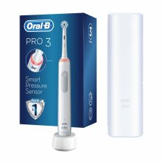 Акція на Електрична зубна щітка Oral-B Pro 3 3500 Sensitive Clean Біла + футляр, 1 шт від Eva
