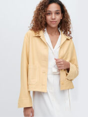 Акція на Куртка-сорочка демісезонна коротка жіноча Uniqlo 168183348 XS Жовта від Rozetka