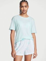 Акція на Піжама (футболка + шорти) жіноча великих розмірів бавовняна Victoria's Secret 834063818 XL Блакитна від Rozetka