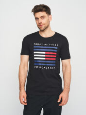 Акція на Футболка бавовняна довга чоловіча Tommy Hilfiger 10574.10 S Чорна від Rozetka