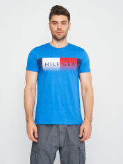 Акція на Футболка бавовняна довга чоловіча Tommy Hilfiger 10650.20 S Електрик від Rozetka