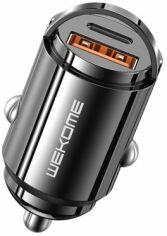 Акція на Wk Car Charger USB+USB-C Mini With Hook 20W Black (WP-C38) від Stylus