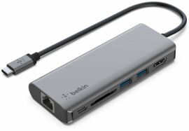 Акция на Belkin Adapter USB-C to HDMI+SD+2xUSB+RJ45+USB-C Grey (AVC008BTSGY) от Stylus