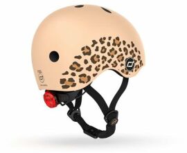 Акция на Детский защитный шлем Scoot&Ride леопард с фонариком (SR-181206-LEOPARD) от Stylus