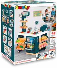 Акция на Интерактивный супермаркет Smoby с тележкой со звуковыми и световыми эффектами 42 аксессуара (350239) от Stylus