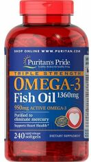 Акція на Puritan's Pride Triple Strength Omega-3 Fish Oil 1360 mg 240 caps від Stylus