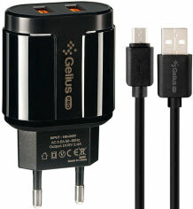 Акция на Gelius Usb Wall Charger 2xUSB Pro Avangard 2.4A with with microUSB Cable Black (GP-HC06) от Y.UA