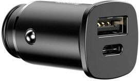 Акция на Baseus Car Charger USB+USB-C Square Metal 30W Black (CCALL-AS01) от Y.UA