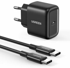 Акція на Ugreen USB-C Wall Charger CD250 25W Black with USB-C Сable (50581) від Y.UA
