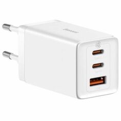 Акция на Baseus Wall Charger GaN5 Pro 2xUSB-C+USB 65W з USB-C Cable White (CCGP120202) от Y.UA