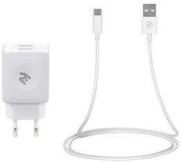 Акція на 2E Wall Charger 2xUSB 2.4A White with USB-C Cable White (2E-WC1USB2.1A-CC) від Y.UA