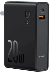 Акція на Baseus Wall Charger USB+USB-C Power Station 2 + Power Bank 10000mAh 20W Cn Black (PPNL010001) від Y.UA