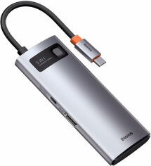 Акція на Baseus Adapter USB-C to 3xUSB3.0+HDMI+USB-C Gray (CAHUB-CX0G) від Y.UA
