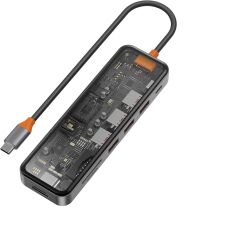 Акція на Wiwu Adapter Cyber 7in1 USB-C to 3xUSB3.0+HDMI+USB-C+SD Space Gray від Y.UA