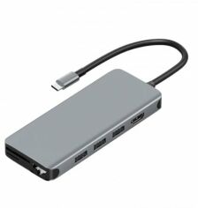 Акція на Wiwu Adapter A12 Alpha 12 in 1 USB-C to 3xUSB 3.0+3xUSB 2.0+USB-C+SD+HDMI+RJ45+3.5 Grey від Y.UA