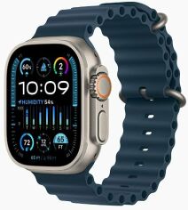 Акція на Apple Watch Ultra 2 Gps + Cellular 49mm Titanium Case with Blue Ocean Band (MREG3) від Y.UA