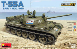 Акция на Збірна модель MiniArt Радянський середній танк Т-55А зразка 1965 р ранній з інтер'єром (MA37016) от Y.UA