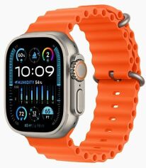 Акція на Apple Watch Ultra 2 Gps + Cellular 49mm Titanium Case with Orange Ocean Band (MREH3) від Y.UA