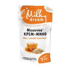 Акція на Рідке крем-мило Milky Dream Мед і вівсяні пластівці з молочним протеїном, екстрактами меду та вівса, 1 л (дойпак) від Eva