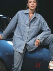 Акція на Сорочка джинсова оверсайз жіноча Gepur 45211 S Синя від Rozetka