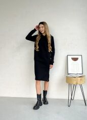 Акція на Плаття міді осіннє тепле жіноче Merlini Рошель 700001001 L-XL Чорне від Rozetka