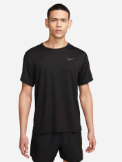 Акція на Футболка спортивна довга чоловіча Nike M Nk Df Uv Miler Ss DV9315-010 M Чорна від Rozetka