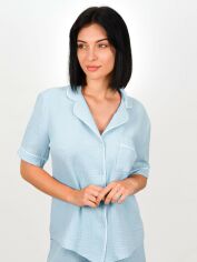 Акція на Піжамна сорочка жіноча великих розмірів бавовняна Leinle 1423 XXL Блакитна від Rozetka