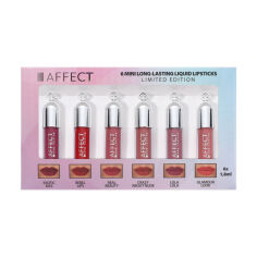 Акція на Набір помад для губ Affect Cosmetics 6 Mini Long-Lasting Liquid Lipsticks Limited Edition, 6*1.8 мл від Eva
