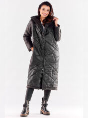 Акция на Куртка демісезонна довга з капюшоном жіноча Awama A542 1220784 L-XL Black от Rozetka