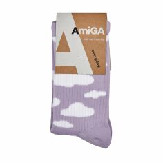 Акция на Шкарпетки жіночі AmiGа високі, спортивні, хмаринки, розмір 23-25 от Eva
