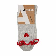 Акція на Шкарпетки жiночi AmiGA з рюшами, сірі, розмір 23-25 від Eva