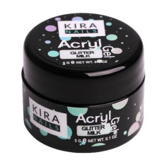 Акція на Акрил-гель для нігтів Kira Nails Acryl Gel Glitter Milk, 5 г від Eva