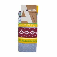 Акція на Шкарпетки жіночі AmiGA класичні махрові етно жовті, розмір 23-25 від Eva