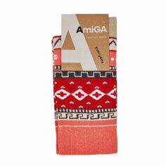 Акция на Шкарпетки жіночі AmiGA класичні махрові етно червоні, розмір 23-25 от Eva