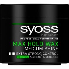 Акція на Воск для укладки волос Syoss Max Hold для гладкости и блеска Фиксация 5 150мл від MOYO