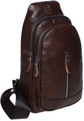 Акція на Чоловіча шкіряна сумка-слінг Laras K10318-brown Коричнева від Rozetka