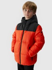 Акция на Дитяча зимова стьобана куртка для хлопчика 4F 4FJAW23TDJAM274-62S 122 см Помаранчева от Rozetka