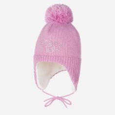 Акция на Дитяча зимова шапка в'язана на зав'язках з помпоном для дівчинки Lenne Arnika 23377-122 48 см от Rozetka