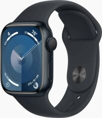 Акція на Apple Watch Series 9 41mm Gps Midnight Aluminum Case with Midnight Sport Band - S/M (MR8W3) від Y.UA