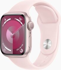 Акция на Apple Watch Series 9 41mm Gps Pink Aluminum Case with Pink Sport Band - S/M (MR933) от Y.UA