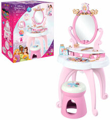 Акція на Ігровий набір Smoby Toys Столик із дзеркалом Дісней. Принцеси Перукарня 2 в 1 зі стільцем (320250) від Y.UA