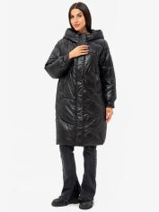 Акция на Куртка демісезонна довга з капюшоном жіноча Icon ID2221black L Чорна от Rozetka