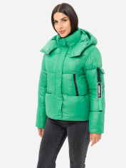 Акция на Куртка демісезонна коротка з капюшоном жіноча Icon ID815green M Зелена от Rozetka
