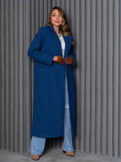 Акция на Пальто осіннє довге жіноче ISSA PLUS 14251 M Синє от Rozetka