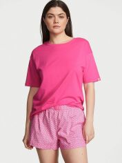 Акція на Піжама (футболка + шорти) жіноча великих розмірів бавовняна Victoria's Secret 598256900 XL Рожева від Rozetka