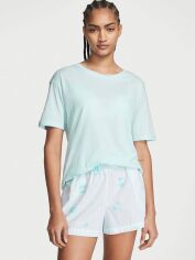 Акція на Піжама (футболка + шорти) жіноча великих розмірів бавовняна Victoria's Secret 834063818 XXL Блакитна від Rozetka
