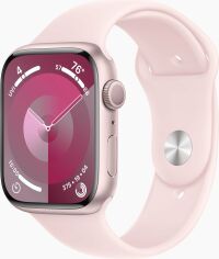 Акція на Apple Watch Series 9 45mm Gps Pink Aluminum Case with Pink Sport Band - S/M (MR9G3) від Stylus